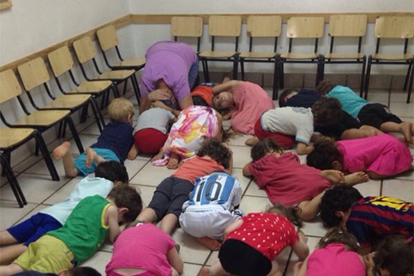 Kindergarten in southern Israel during rocket attack from the Gaza Strip. (Photo: Sivan Besa, KKL-JNF Photo Archive)